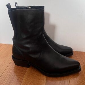 River Island Black Leather Boots Size EU 39 Womens